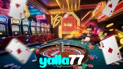 yalla77 casino presented on mobile device in Pakistan with slots and live games